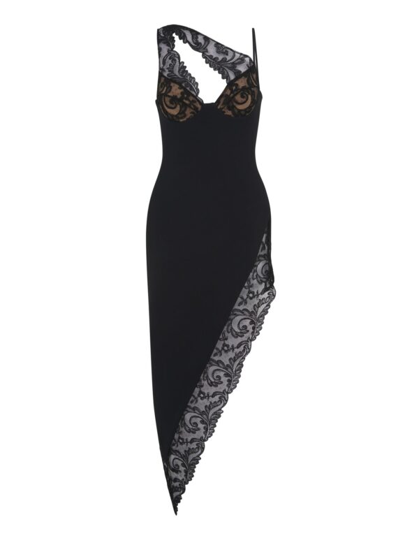 ASYMMETRIC LACE TRIM DRESS