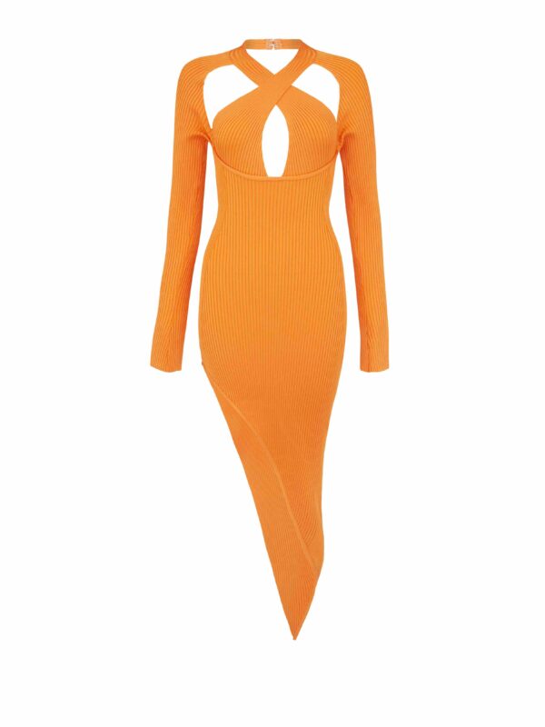 TWIST DETAIL KNITTED MIDI DRESS