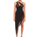 ASYMMETRIC LACE TRIM DRESS