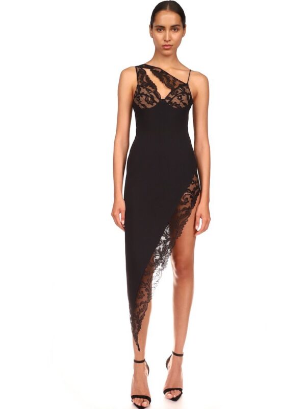 ASYMMETRIC LACE TRIM DRESS