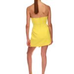 CRYSTAL FLOWER APPLIQUE TAILORED MINI DRESS IN WHITE