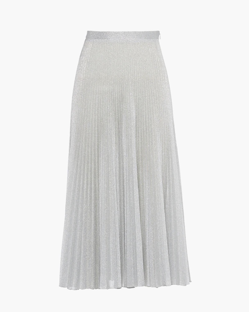 LUREX SUNRAY PLEATED MIDI SKIRT
