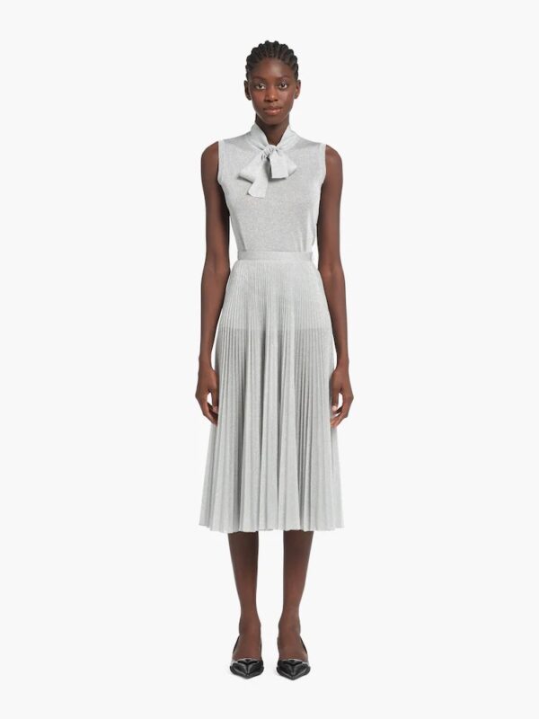 LUREX SUNRAY PLEATED MIDI SKIRT