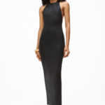 BONDED SEAM HALTER MAXI DRESS