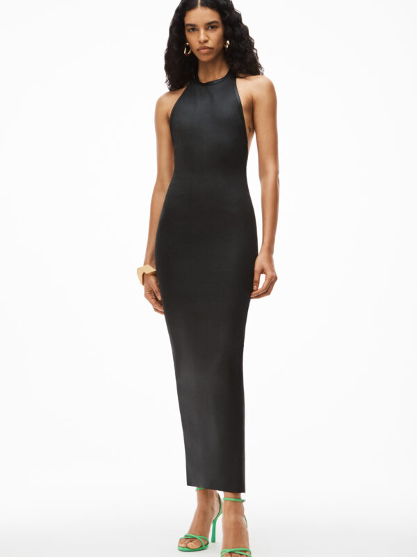 BONDED SEAM HALTER MAXI DRESS