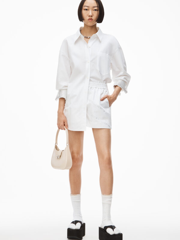 CRYSTAL CUFF OVERSIZED POPLIN SHIRT