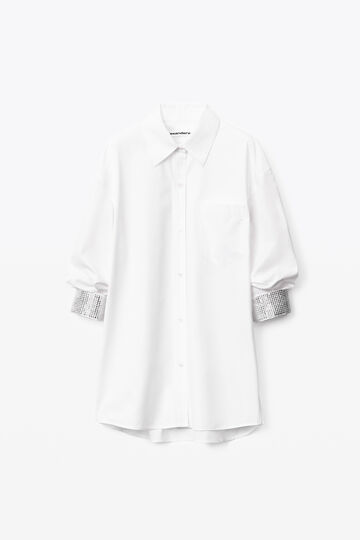 CRYSTAL CUFF OVERSIZED POPLIN SHIRT