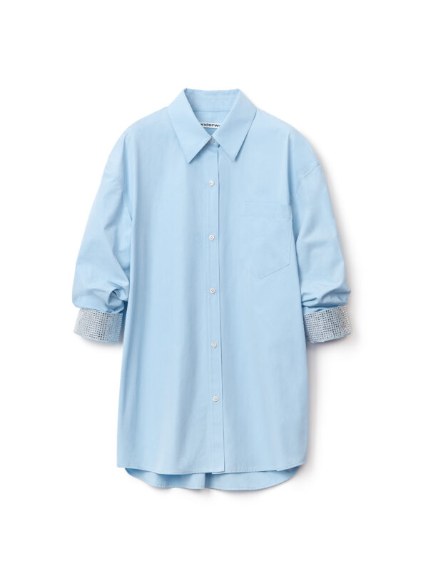 CRYSTAL CUFF OVERSIZED POPLIN SHIRT