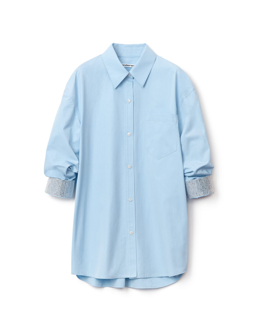 CRYSTAL CUFF OVERSIZED POPLIN SHIRT