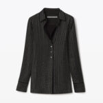 CRYSTAL STRIPE SLIM SILK SHIRT