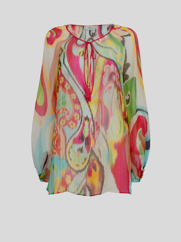 MULTI-COLOUR PRINT SILK BLOUSE