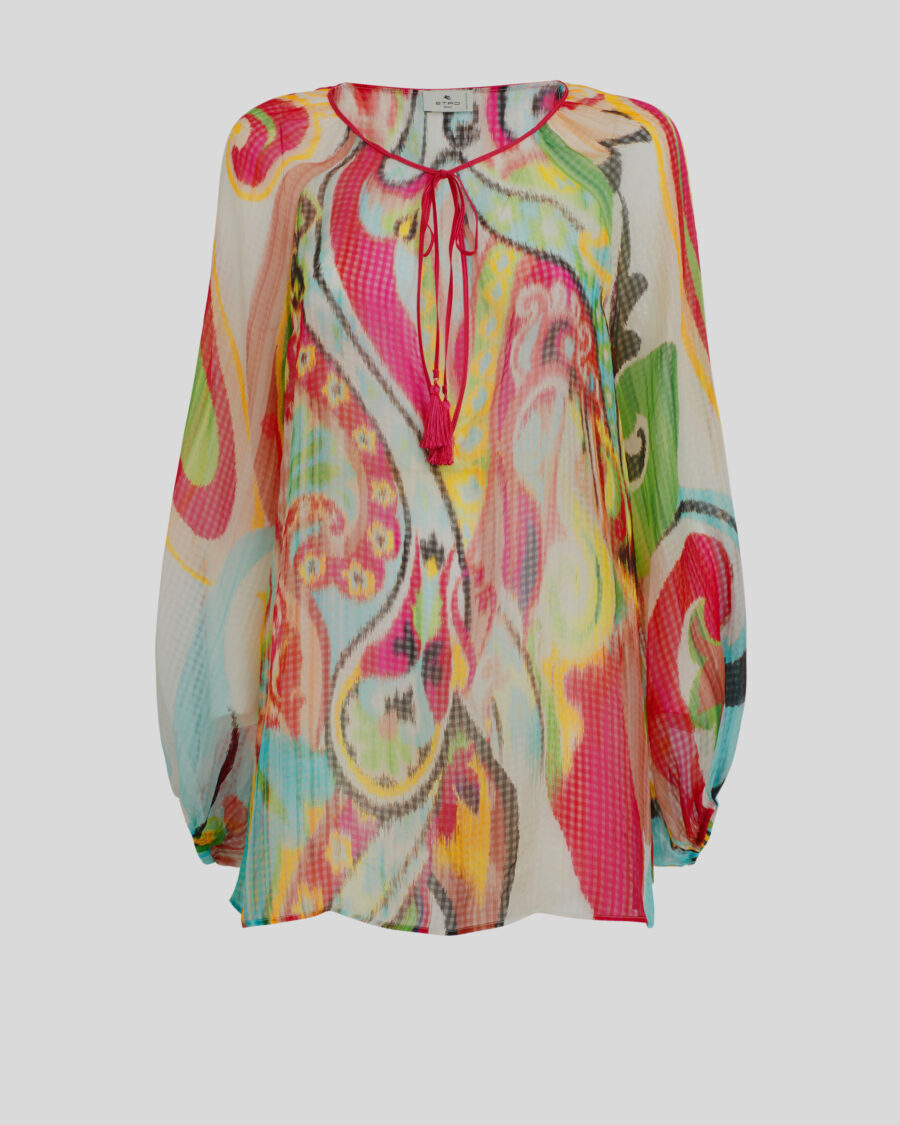 MULTI-COLOUR PRINT SILK BLOUSE