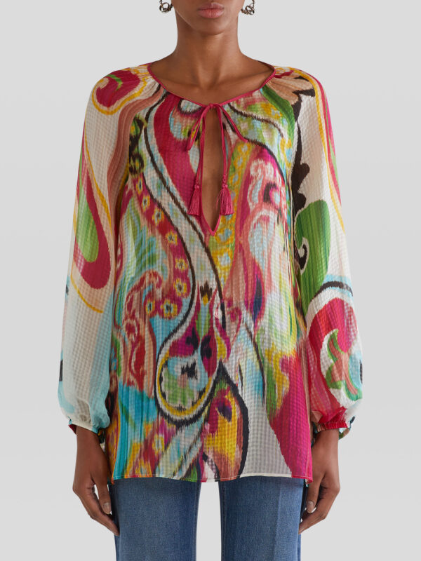 MULTI-COLOUR PRINT SILK BLOUSE