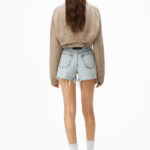 BELTED FRAYED BITE SHORTS IN DENIM