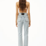 BELTED FRAYED STRAIGHT JEANS