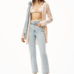 BELTED FRAYED STRAIGHT JEANS