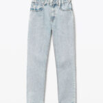 BELTED FRAYED STRAIGHT JEANS