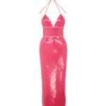 SEQUIN HALTER MIDI DRESS