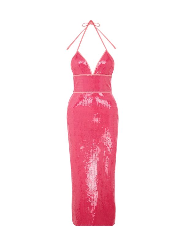 SEQUIN HALTER MIDI DRESS