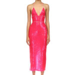 SEQUIN HALTER MIDI DRESS