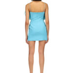 FEATHER TOP MINI DRESS IN AQUA