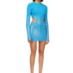 CUT-OUT SEQUIN KNIT MINI DRESS
