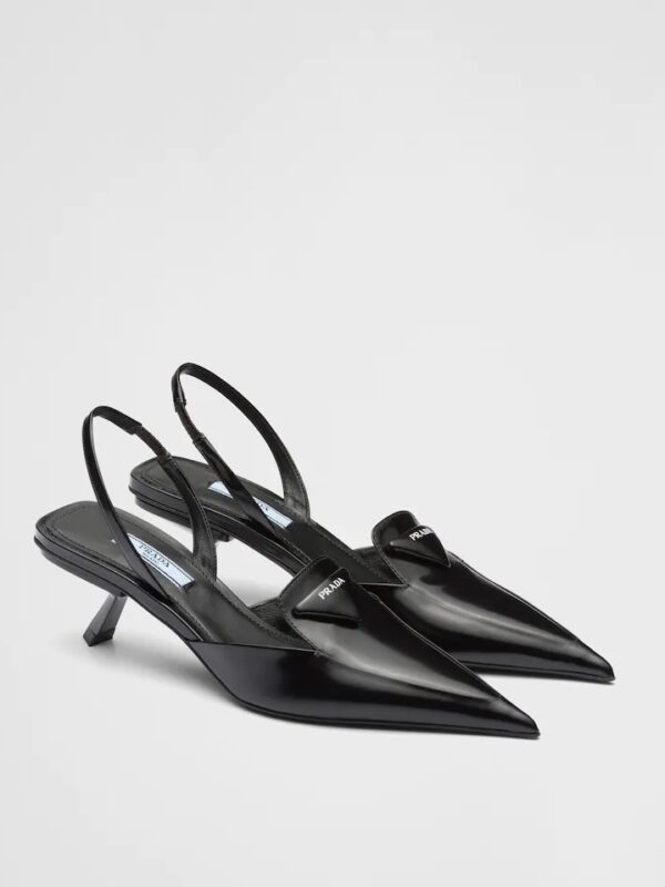 BRUSHED LEATHER SLINGBACK PUMPS