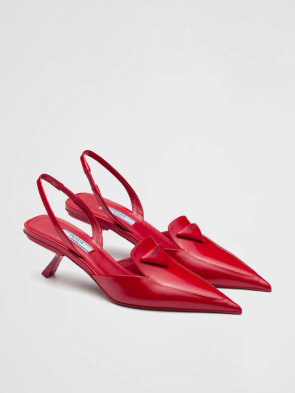 BRUSHED LEATHER SLINGBACK PUMPS