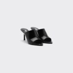 BRUSHED LEATHER HEELED MULES