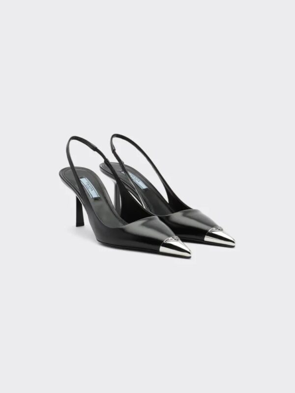 BRUSHED LEATHER SLINGBACK PUMPS