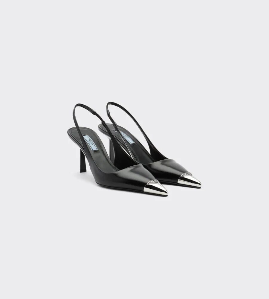 BRUSHED LEATHER SLINGBACK PUMPS