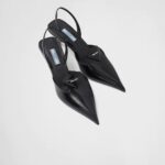 BRUSHED LEATHER SLINGBACK PUMPS
