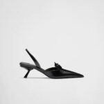 BRUSHED LEATHER SLINGBACK PUMPS