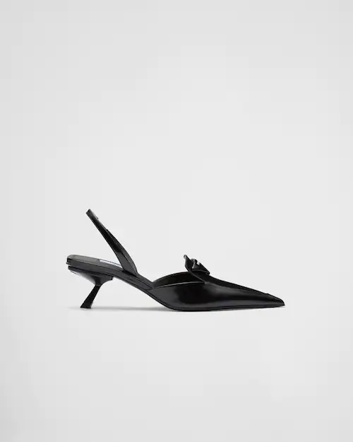 BRUSHED LEATHER SLINGBACK PUMPS
