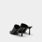 BRUSHED LEATHER HEELED MULES
