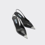 BRUSHED LEATHER SLINGBACK PUMPS