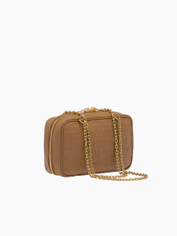 LOGO EMBOSSED LEATHER TOP HANDLE BAG