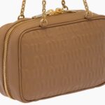 LOGO EMBOSSED LEATHER TOP HANDLE BAG