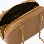 LOGO EMBOSSED LEATHER TOP HANDLE BAG
