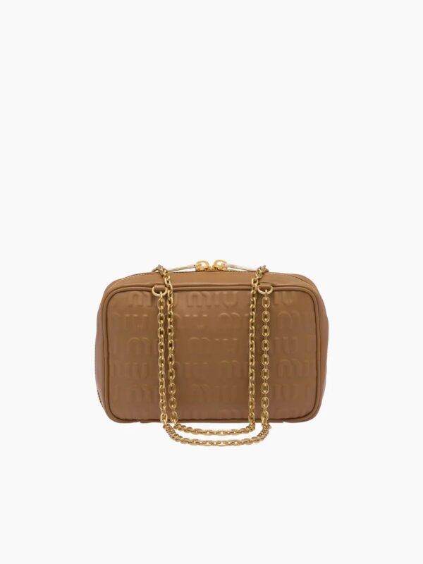 LOGO EMBOSSED LEATHER TOP HANDLE BAG