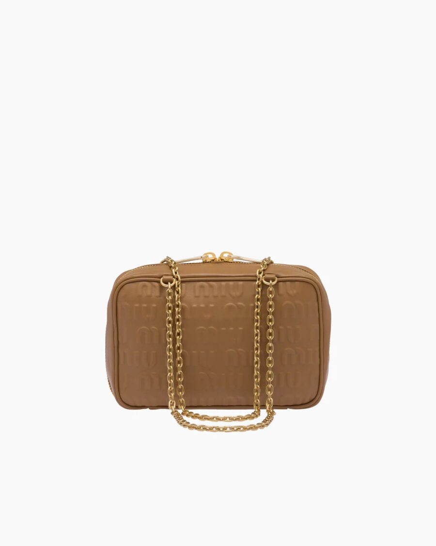 LOGO EMBOSSED LEATHER TOP HANDLE BAG