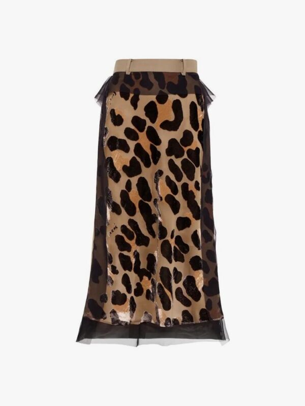 LEOPARD PRINT MIDI LAYERED SKIRT