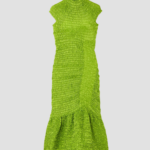 RUCHED SATIN MIDI DRESS