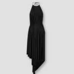 HALTERNECK SATIN-JERSEY MIDI DRESS