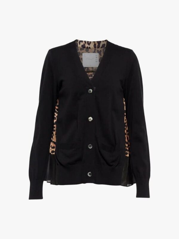 LEOPARD PLISSE BACK CARDIGAN