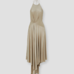 HALTERNECK SATIN-JERSEY MIDI DRESS