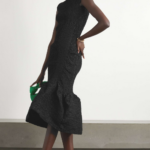 RUCHED SATIN MIDI DRESS