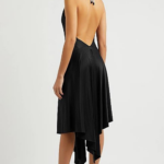 HALTERNECK SATIN-JERSEY MIDI DRESS