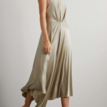 HALTERNECK SATIN-JERSEY MIDI DRESS