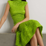 RUCHED SATIN MIDI DRESS